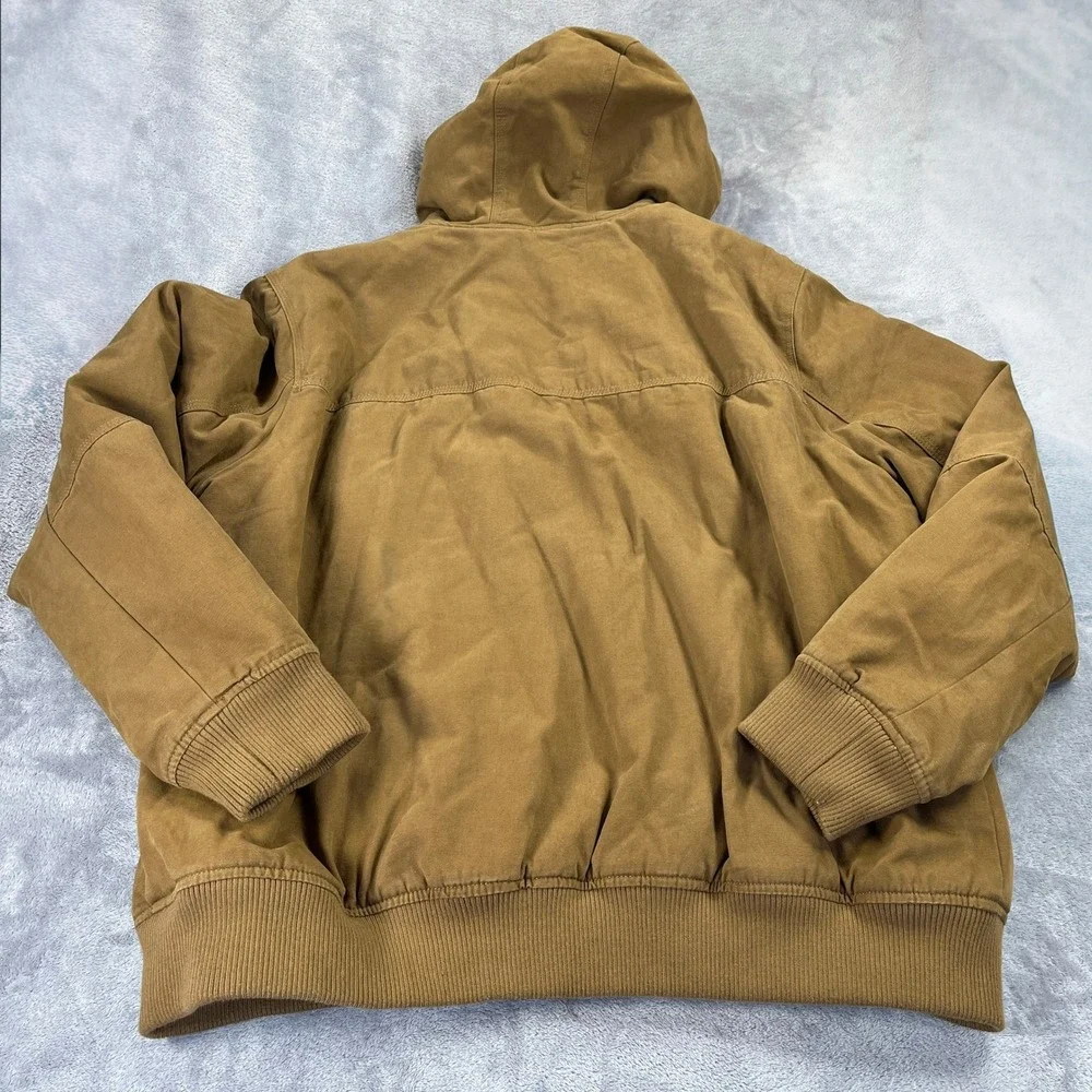 Levis Hooded Canvas Work Barn Jacket XXL Brown Sherpa Lined Utility Workwear